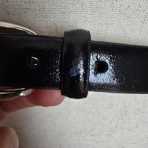 White House Black Market, New Black Silver Chain Link Leather Belt SZ Small main image 9